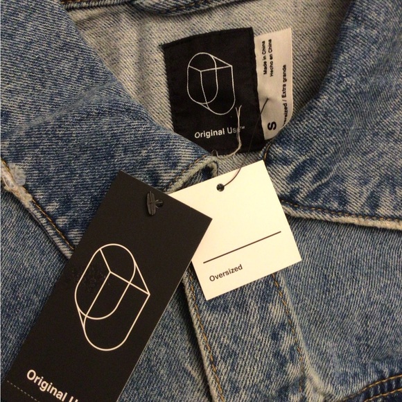 Original Use Women’s Oversized Denim Jacket Blue Medium Wash Button Front Size S - Picture 8 of 9